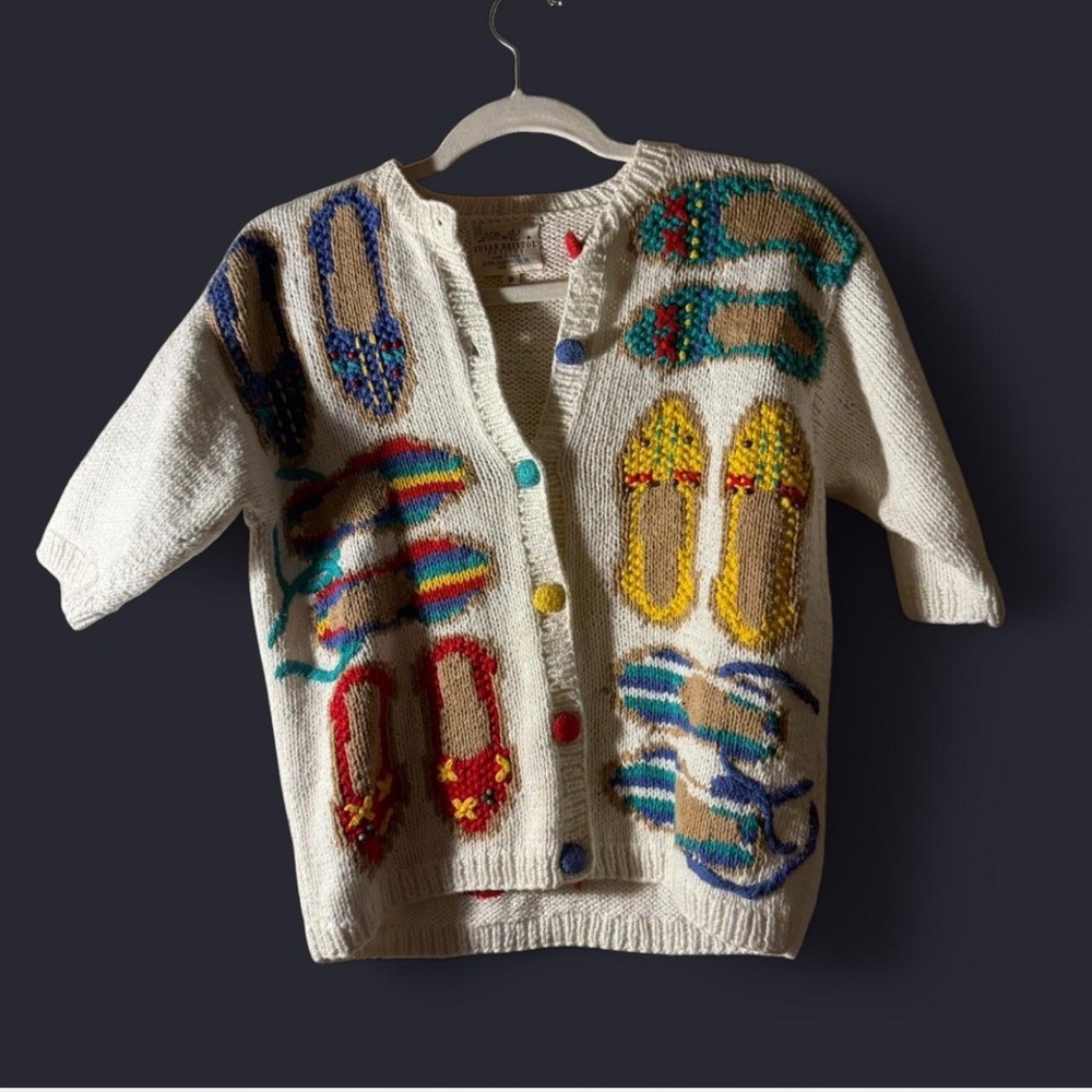 Colorful Women’s  Cardigan with Shoe Patterns
